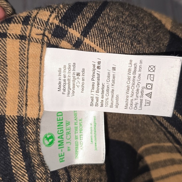 J. Crew Flannel Tan And Black Mens Size M - Picture 6 of 10